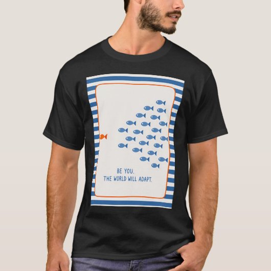 T-shirt Art de poisson motivant, décor rayé (Devant)