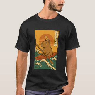 T-shirt Art de poster de vague japonaise rétro Capybara Ka