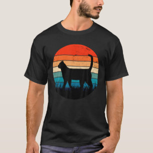 T-shirt Art de silhouette de coucher de soleil rétro pour