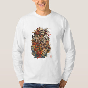 T-shirt Art de squelette japonais Crâne floral gothique