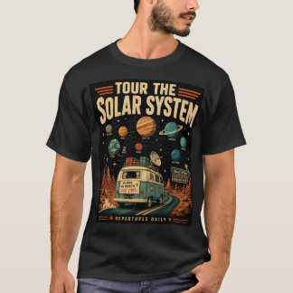 T-shirt Art de style d'affiche de voyage du système solair