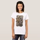 T-shirt Art de texte 3D argent moderne FAMOUS (Devant entier)