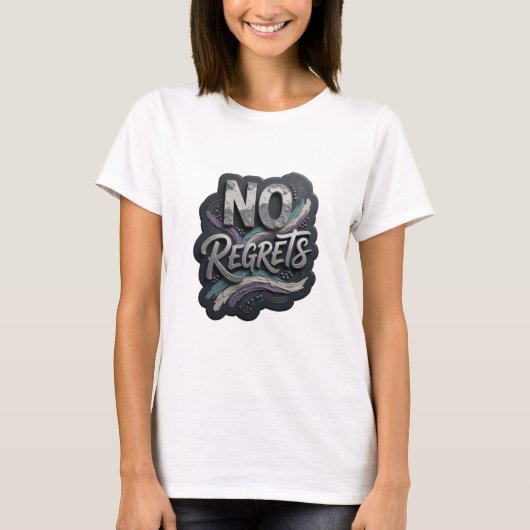 T-shirt Art de texte 3D argenté Sharp SANS REGRETS (Devant)