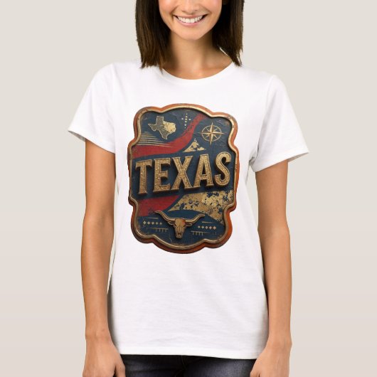 T-shirt Art de texte 3D Dynamic Gold TEXAS (Devant)