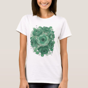 T-shirt Art de texte 3D en vert vibrant ROSES VERTES