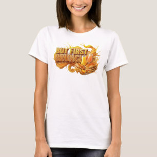 T-shirt Art de texte 3D Orange stylé MAIS D'ABORD BRUNCH