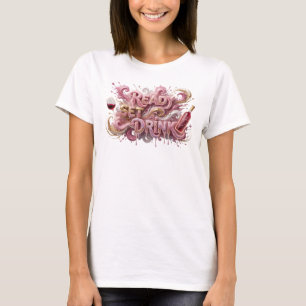 T-shirt Art de texte 3D Rose Moderne PRÊT À BOIRE