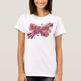 T-shirt Art de texte 3D Rose Moderne RÊVE ROSE