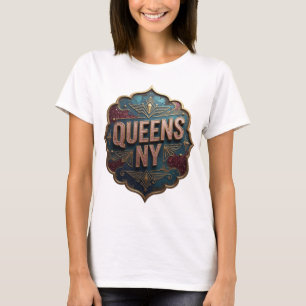 T-shirt Art de texte 3D Rose Vibrant QUEENS NY