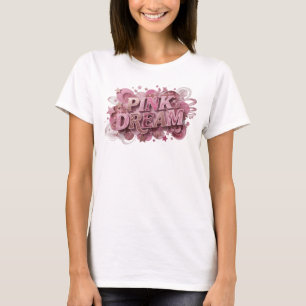 T-shirt Art de texte 3D Rose Vibrant RÊVE ROSE
