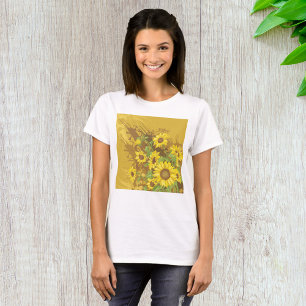 T-shirt Art de tournesol grunge gras floral jaune rustique