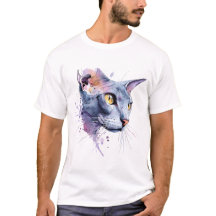 Art de visage de chat à géométrie en aquarelle lav