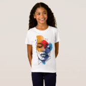 T-Shirt Art de visage de ligne fluide abstrait (Devant entier)