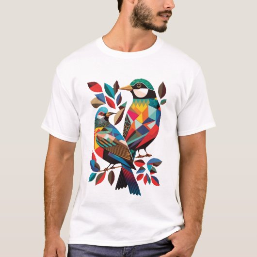 T-shirt Art Déco Oiseau géométrique (Devant)