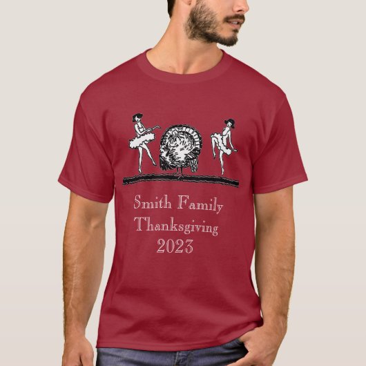 T-shirt Art Déco Thanksgiving Turquie Dancing Girls (Devant)