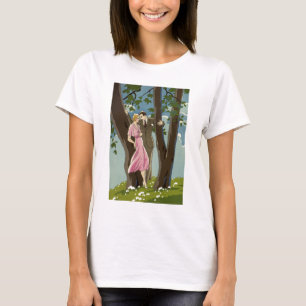 T-shirt Art Déco vintage couple de jeunes mariés amour et