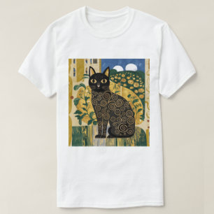 T-shirt Art décoratif de chat noir dans le style de Gustav