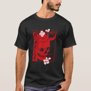 T-shirt Art Demon Japonais Visage Crâne Diable Oni Harajuk