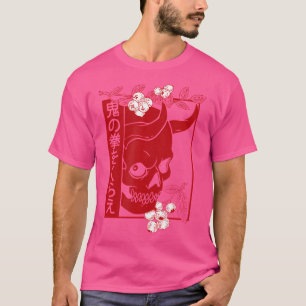 T-shirt Art Demon Japonais Visage Crâne Diable Oni Harajuk