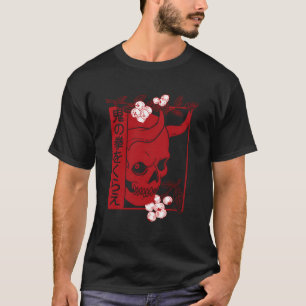 T-shirt Art Demon Japonais Visage Crâne Diable Oni Harajuk