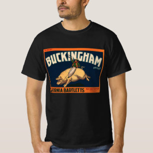 T-shirt Art d'étiquette de caisse de fruits vintage Cowboy