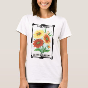 T-shirt Art d'étiquette de paquet de graines vintage, fleu