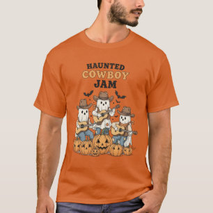 T-shirt Art d'Halloween vintage Ghost Cowboy Cute Guitar