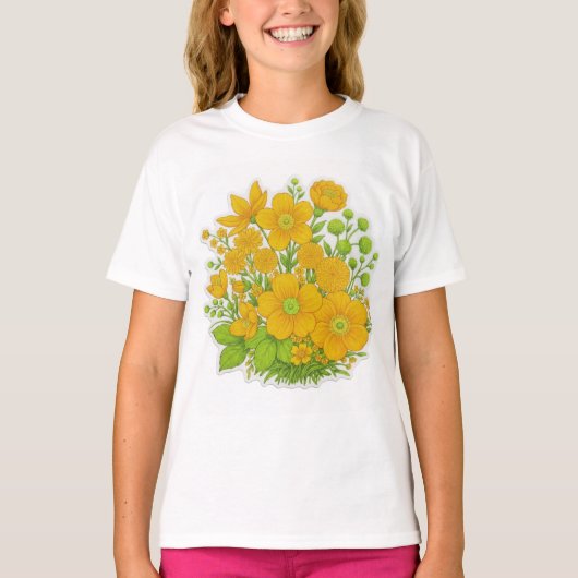 T-shirt art d'impression de design floral  (Devant)