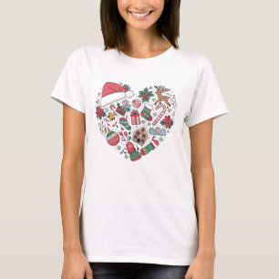 T-shirt Art du coeur de Noël lunatique