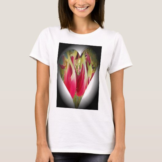 T-shirt Art du coeur floral (Devant)