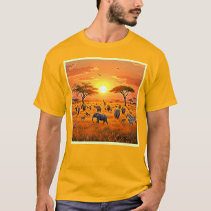 T-shirt Art du coucher de soleil sur la savane africaine