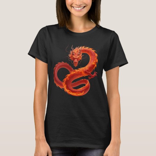 T-shirt Art du dragon de feu rouge | Conception de dragon (Devant)