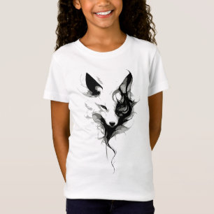 T-Shirt Art du loup blanc élégant à l'encre noire