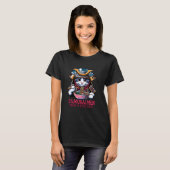 T-shirt Art du mème du chat samouraï mangeant du ramen (Devant entier)