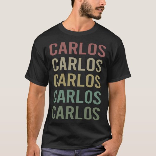 T-shirt Art du texte coloré - Nom Carlos (Devant)