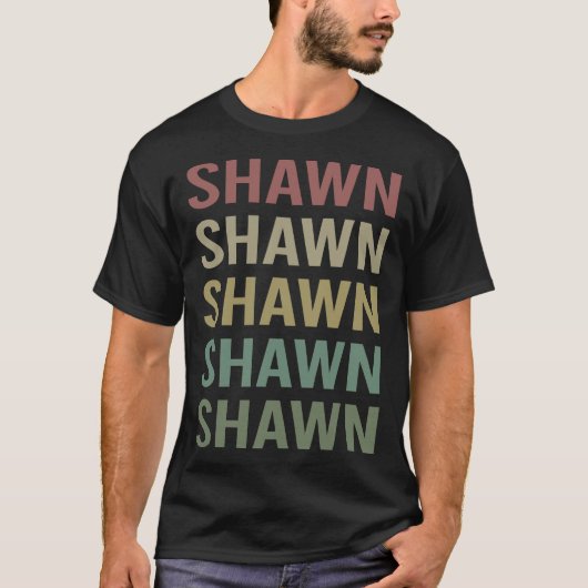 T-shirt Art du texte coloré - Nom Shawn (Devant)