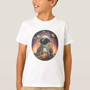 T-shirt art élégant avec un astronaute tiré volant dans l'