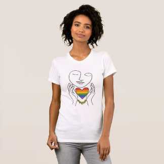 T-shirt Art en ligne minimaliste Cœur arc-en-ciel de la fi