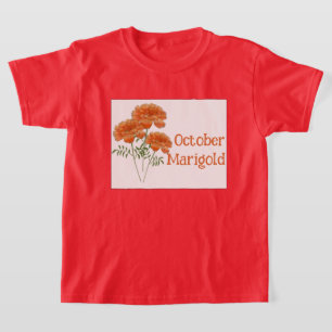 T-shirt Art Enfants Fleur de Souci Anniversaire d'Octobre