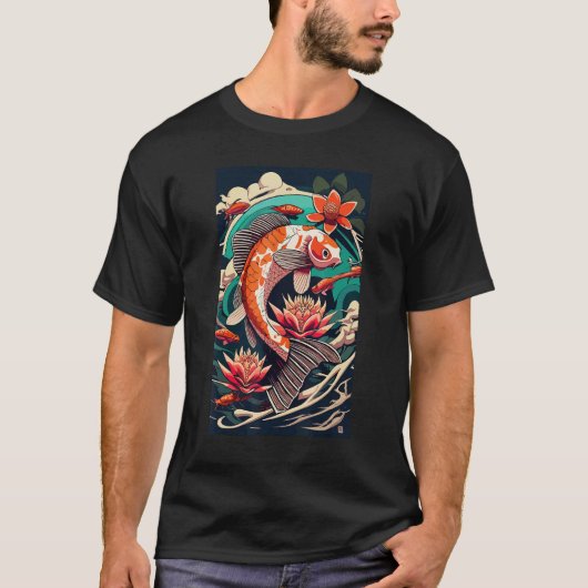 T-shirt Art Esthétique Poisson Koi Conception Graphique Sa (Devant)