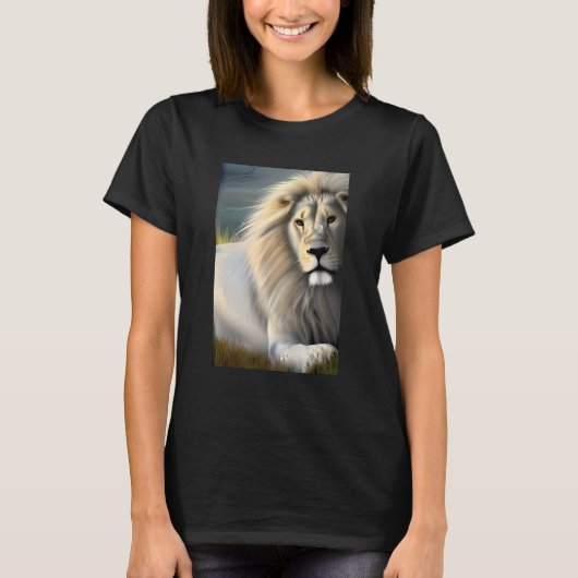 T-shirt Art Ethérée Lion Majestic Blanc (Devant)
