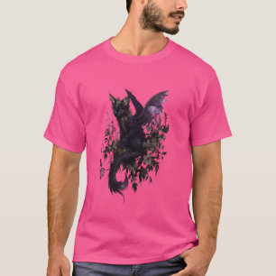 T-shirt Art Fantastique de Fée de Dragon de Chat Violet En