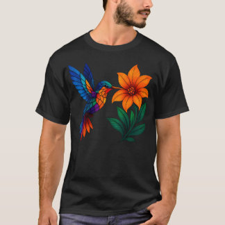 T-shirt Art floral colibri Nature colorée