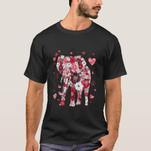 T-shirt Art floral de la Saint-Valentin éléphant pour les