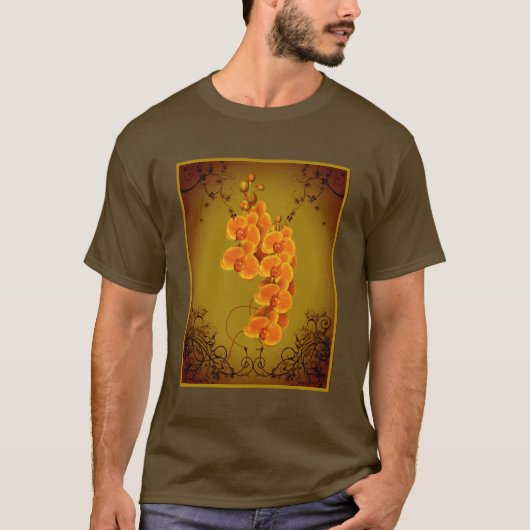 T-shirt Art floral Orquidéennes dorées  (Devant)