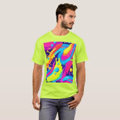 T-shirt Art fluide néon (Devant entier)