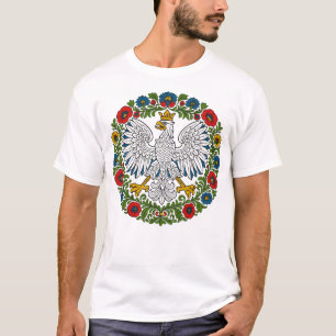 T-shirt Art folklorique floral à l'aigle polonais