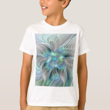 Art fractal fantaisiste papillon bleu vert abstrai