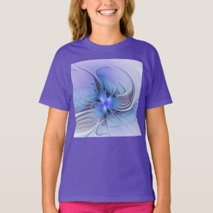 T-shirt Art fractal moderne abstrait bleu lavande