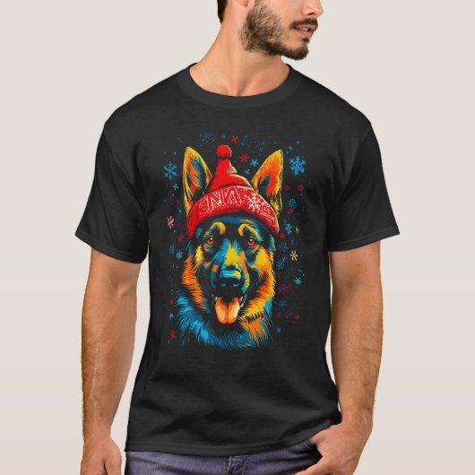 T-shirt Art German Shepherd Dog Xmas (Devant)